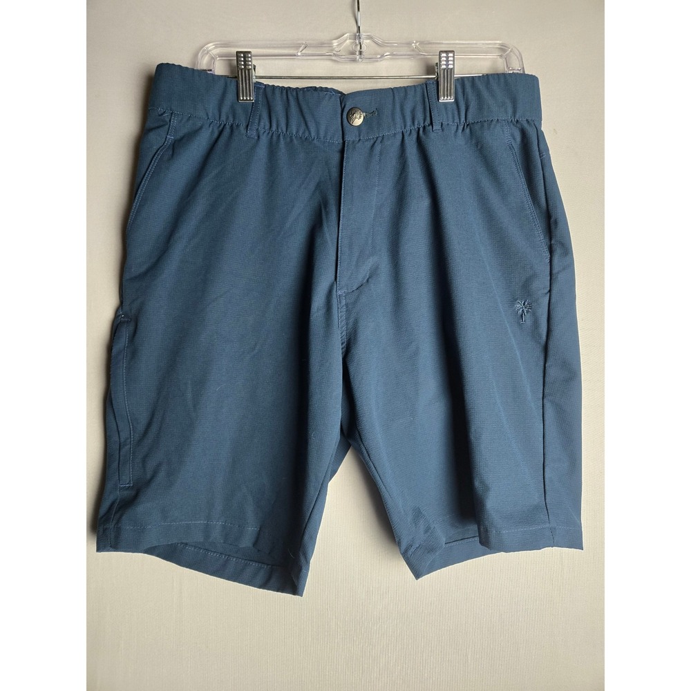 Trunks Surf & Swim Co Mens Blue Hybrid Shorts Size 34 Palm Tree Logo Quick Dry